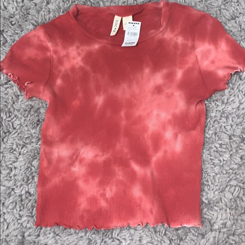 red and white tie dye tee